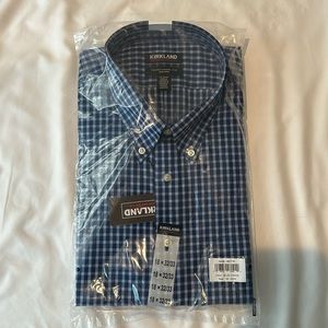 NWT Kirkland traditional, fit, non-iron gridcheck dress shirt